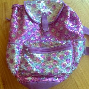 Justice Purple Polka Dot Sequin Rucksack Backpack
